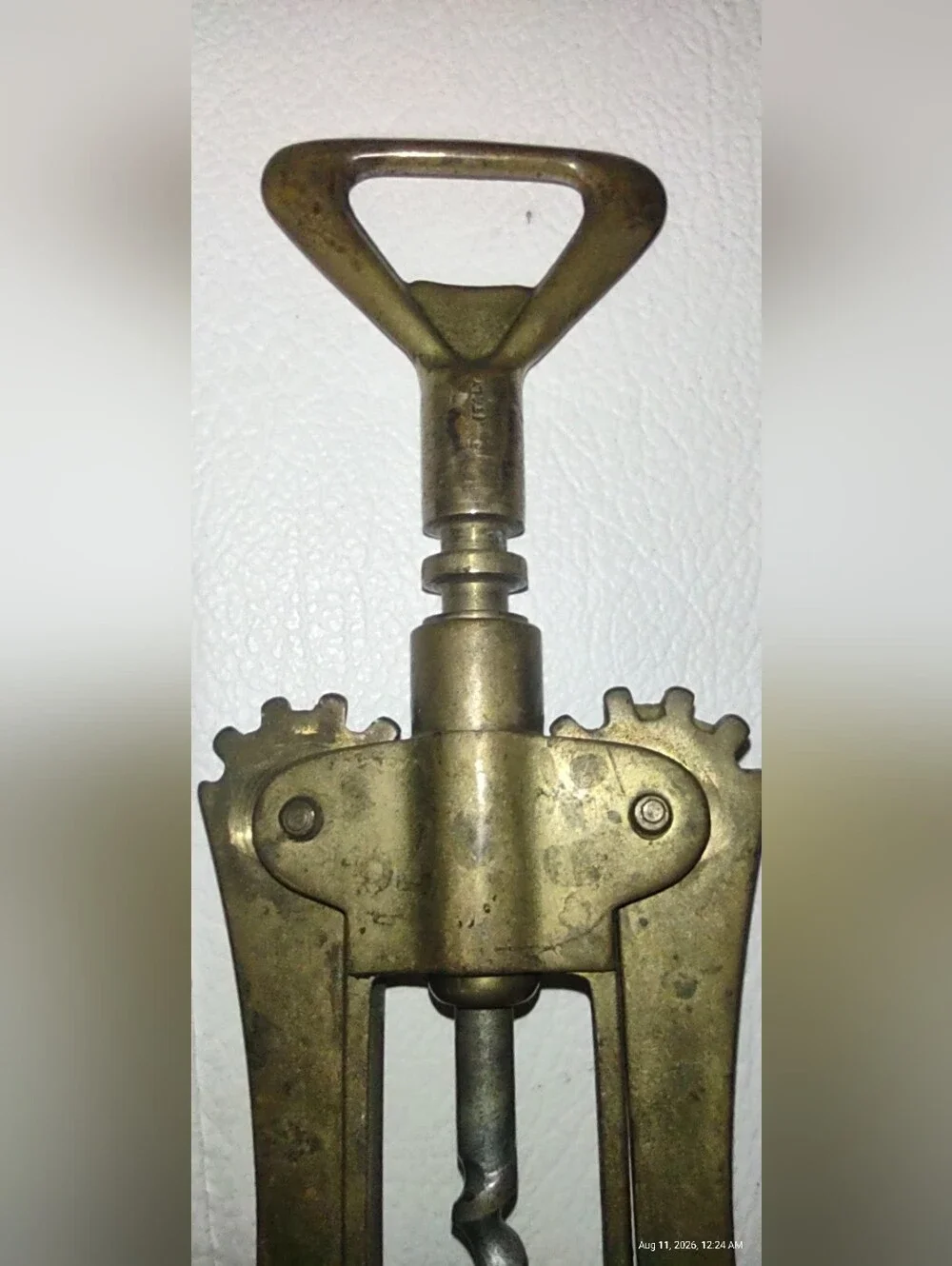Vtg Italian Brass Wing Corkscrew Wine Bottle Opener-Made Italy-Mid Century